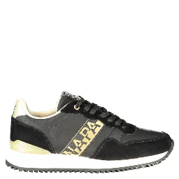 Black Polyester Athletic Sneakers
