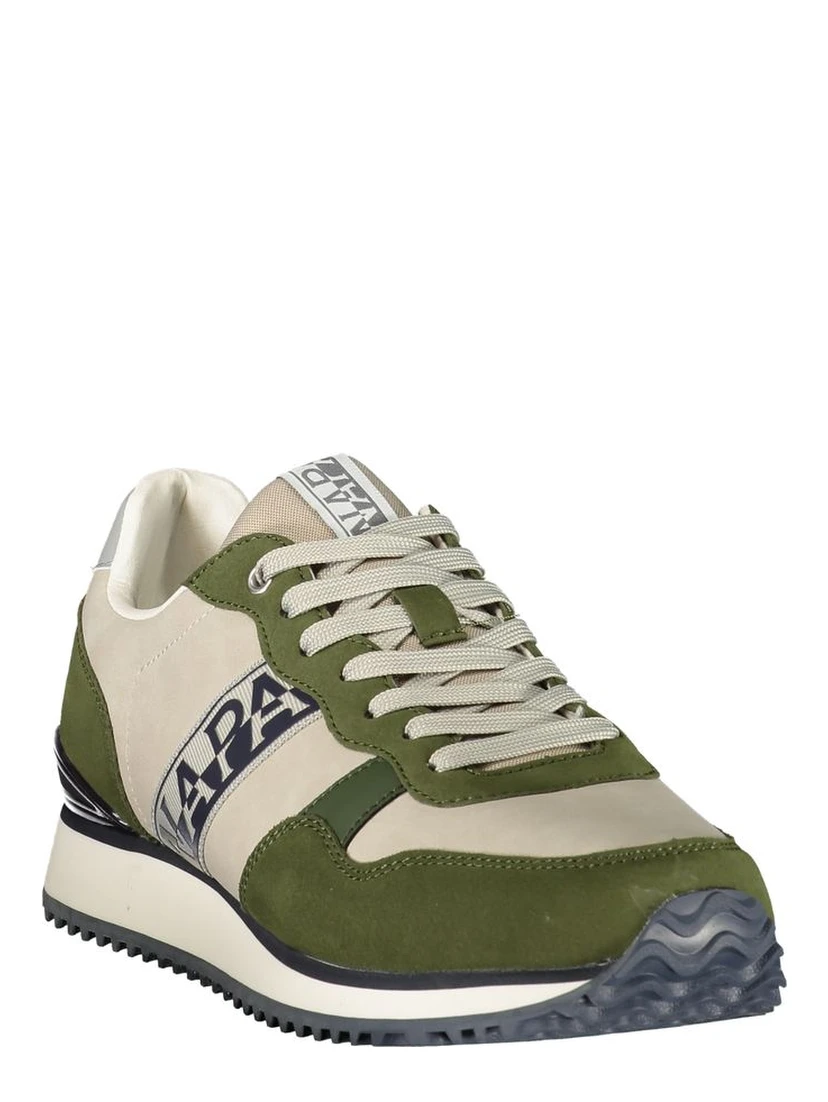 Green Polyester Athletic Sneakers