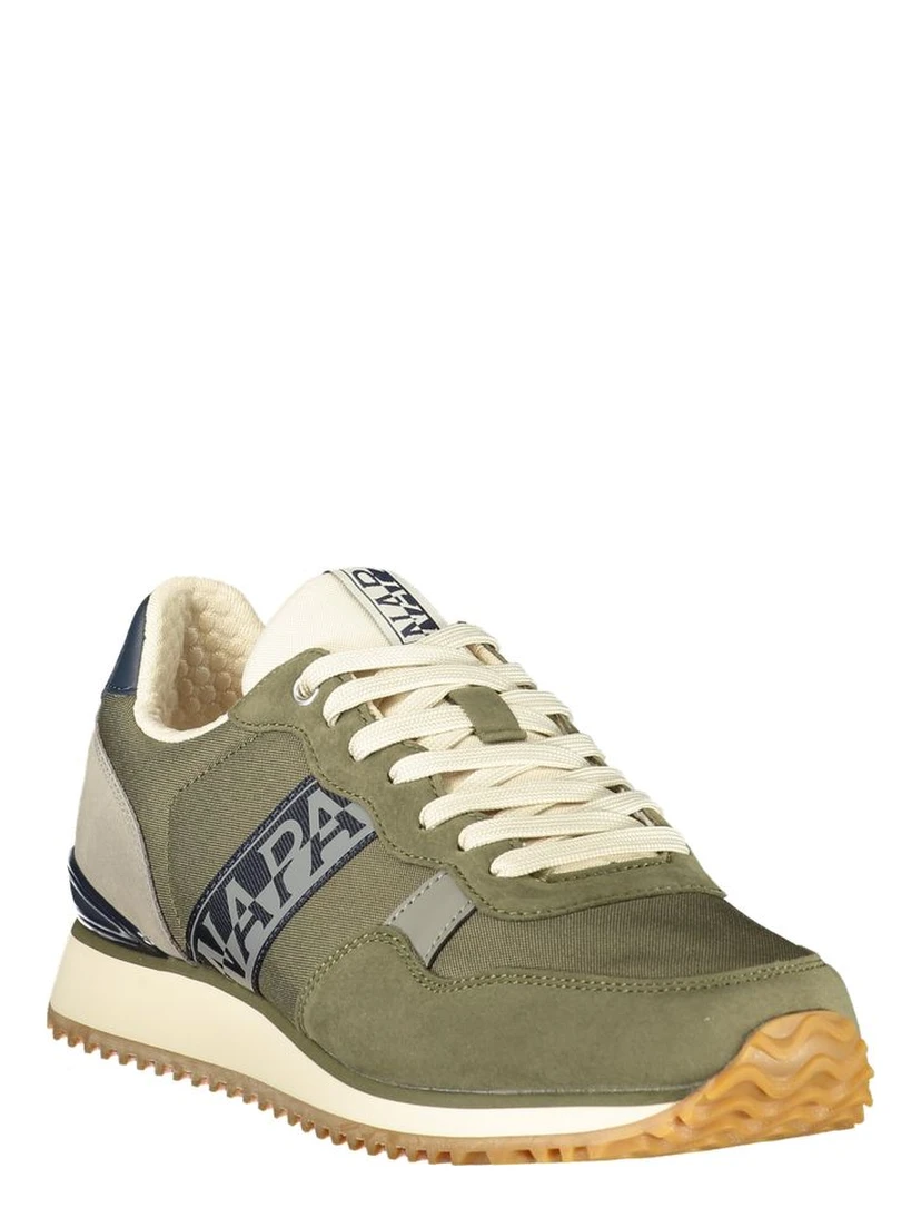 Green Polyester Athletic Sneakers