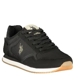 Black Polyester Athletic Sneakers