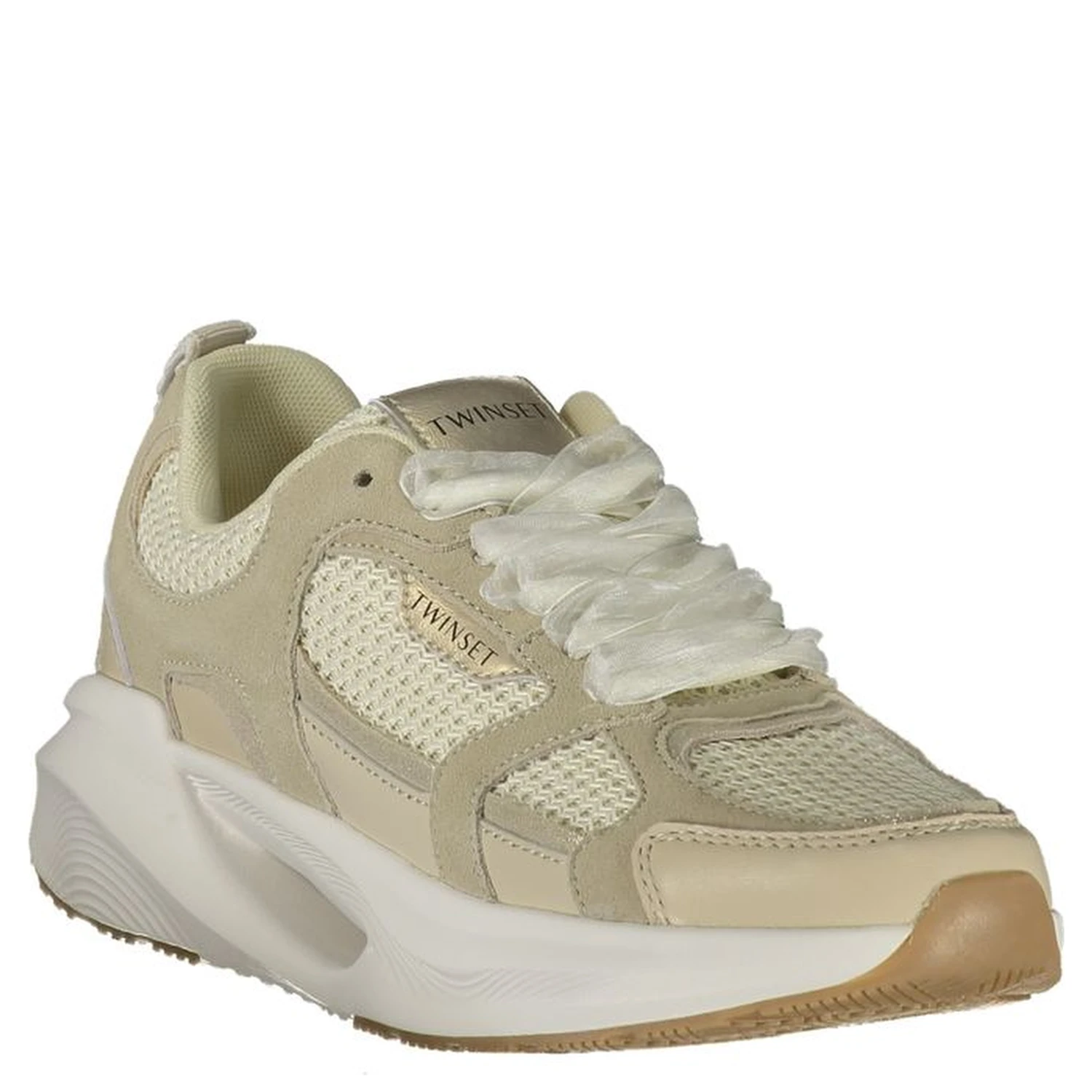 Beige Polyester Athletic Sneakers