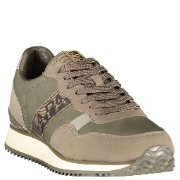Green Polyester Athletic Sneakers
