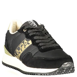Black Polyester Athletic Sneakers