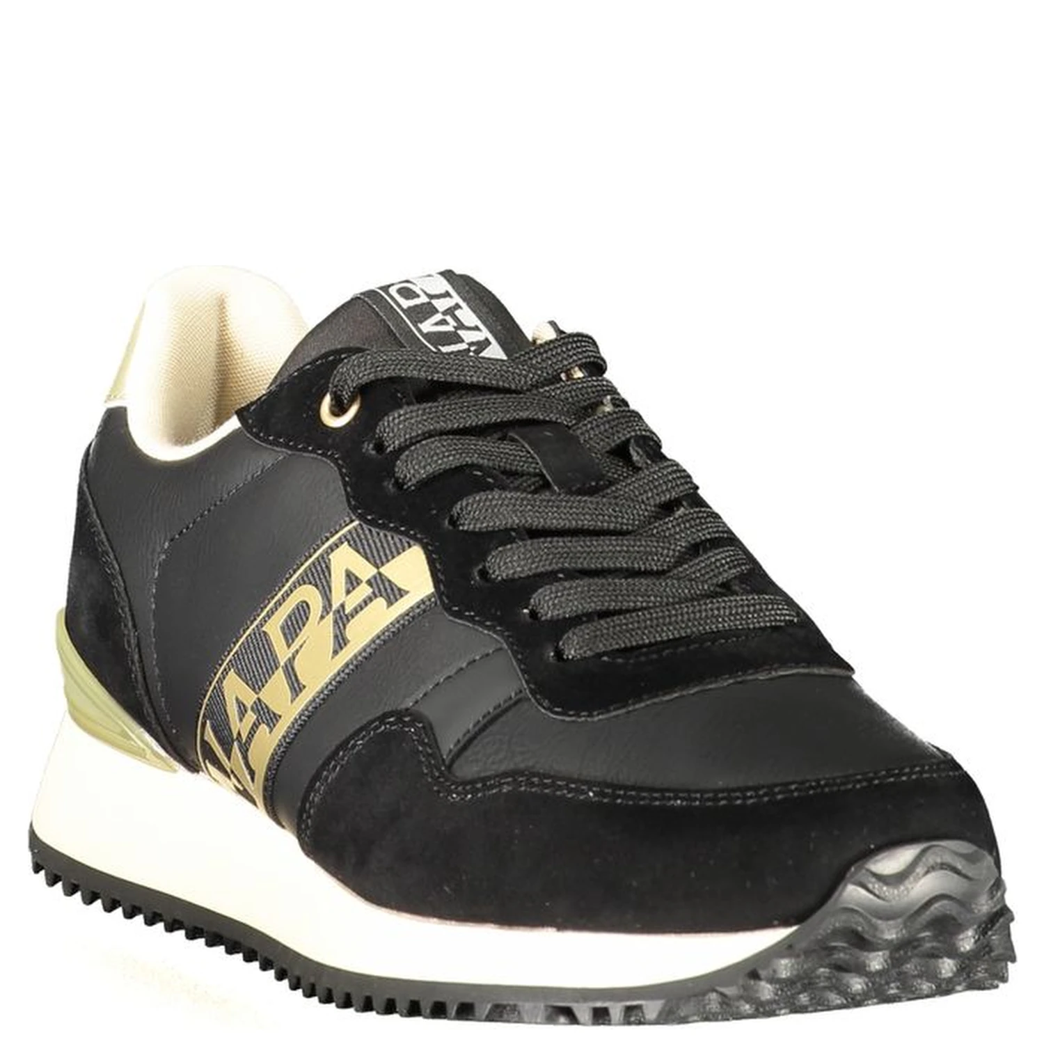 Black Polyester Athletic Sneakers