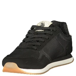 Black Polyester Athletic Sneakers