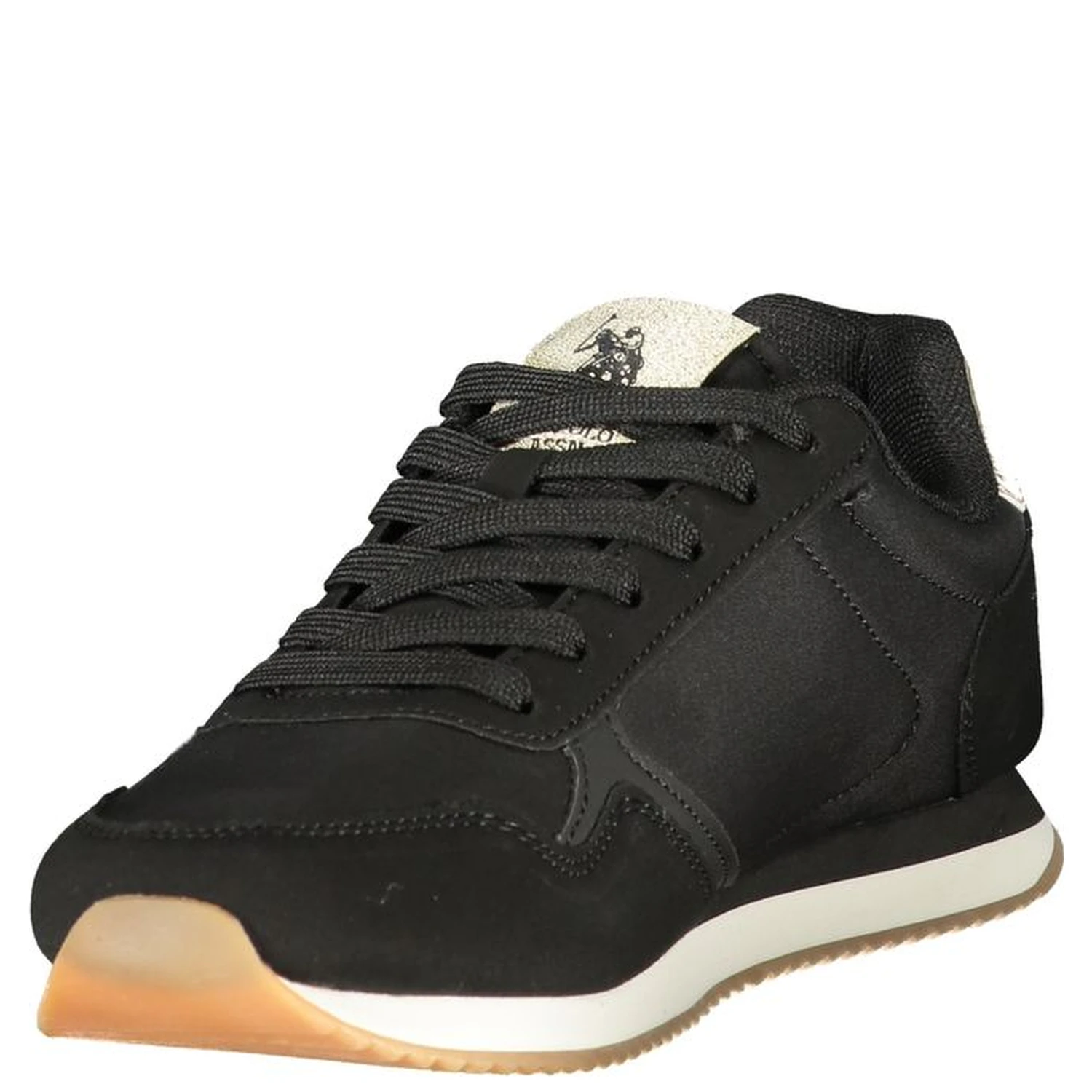 Black Polyester Athletic Sneakers