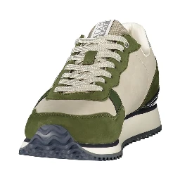 Green Polyester Athletic Sneakers