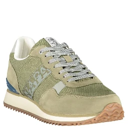 Green Polyester Athletic Sneakers
