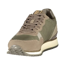 Green Polyester Athletic Sneakers