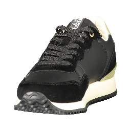 Black Polyester Athletic Sneakers