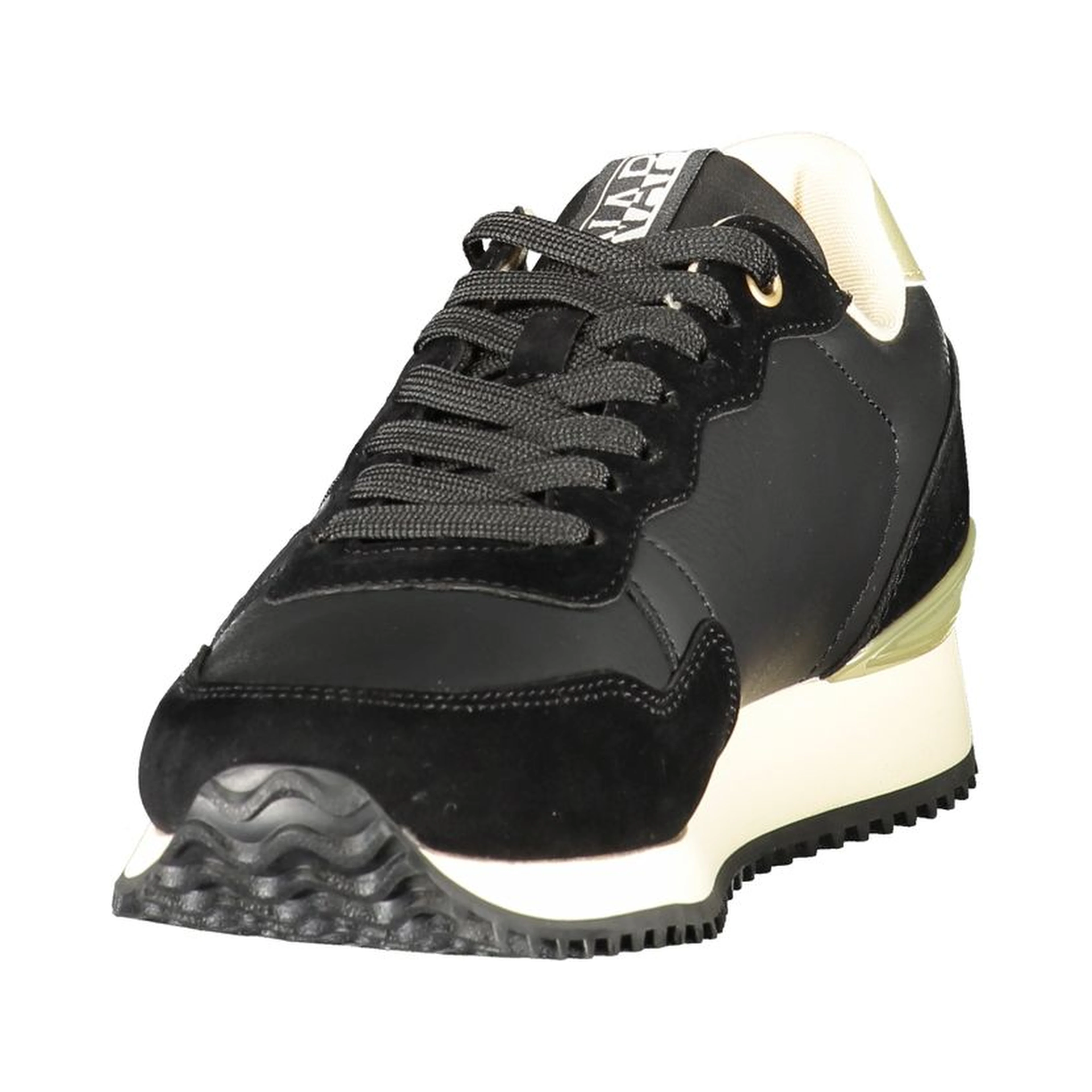 Black Polyester Athletic Sneakers