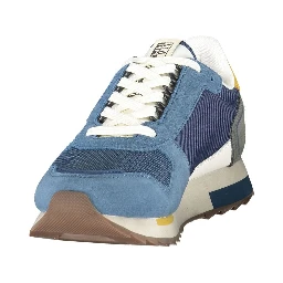 Blue Polyester Athletic Sneakers