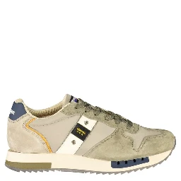Green Polyester Athletic Sneakers
