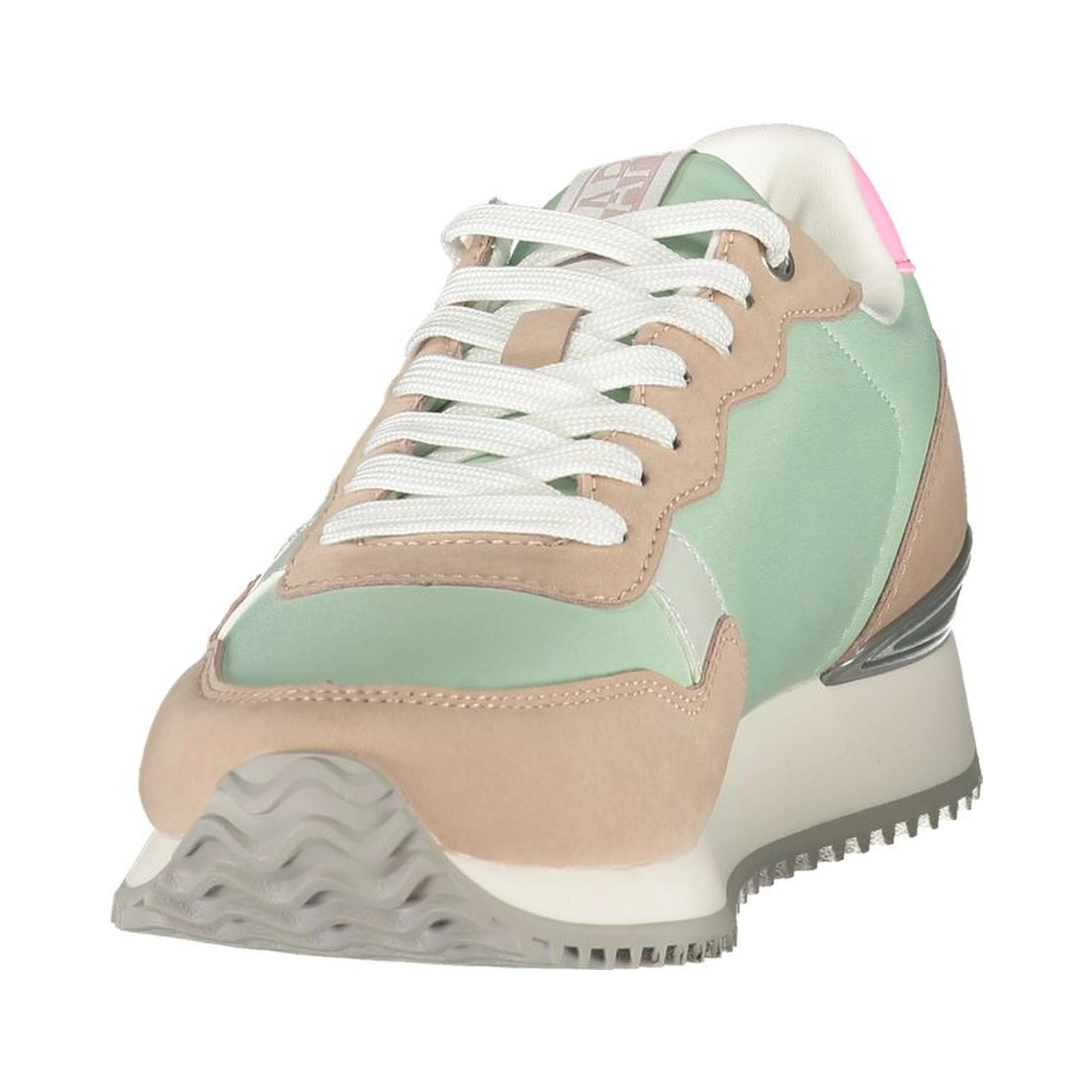 Green Polyester Athletic Sneakers