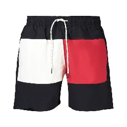 Blue Polyester Swim Shorts