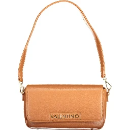 Brown Polyurethane Women's Bag with Adjustable Shoulder Strap