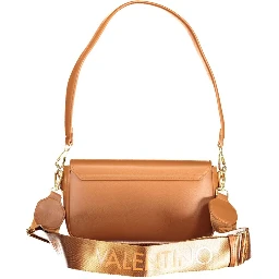 Brown Polyurethane Women's Bag with Adjustable Shoulder Strap