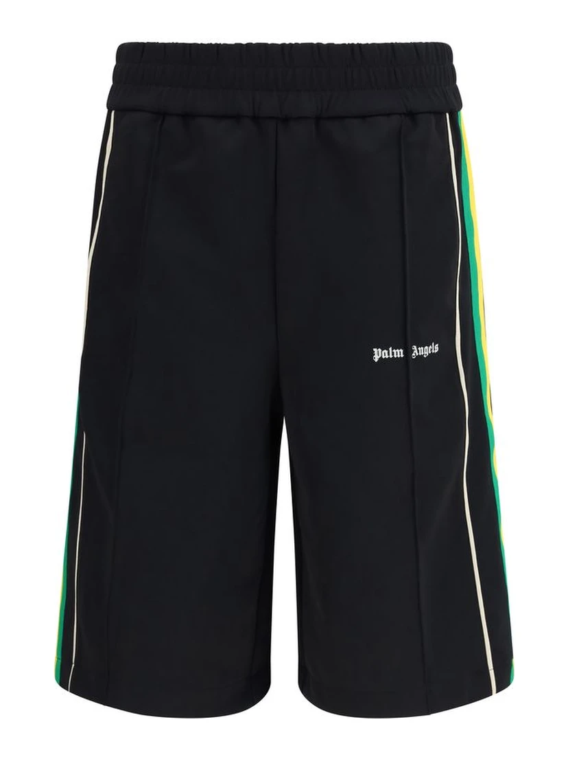 Black Polyester Bermuda Shorts
