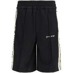 Black Polyester Bermuda Shorts