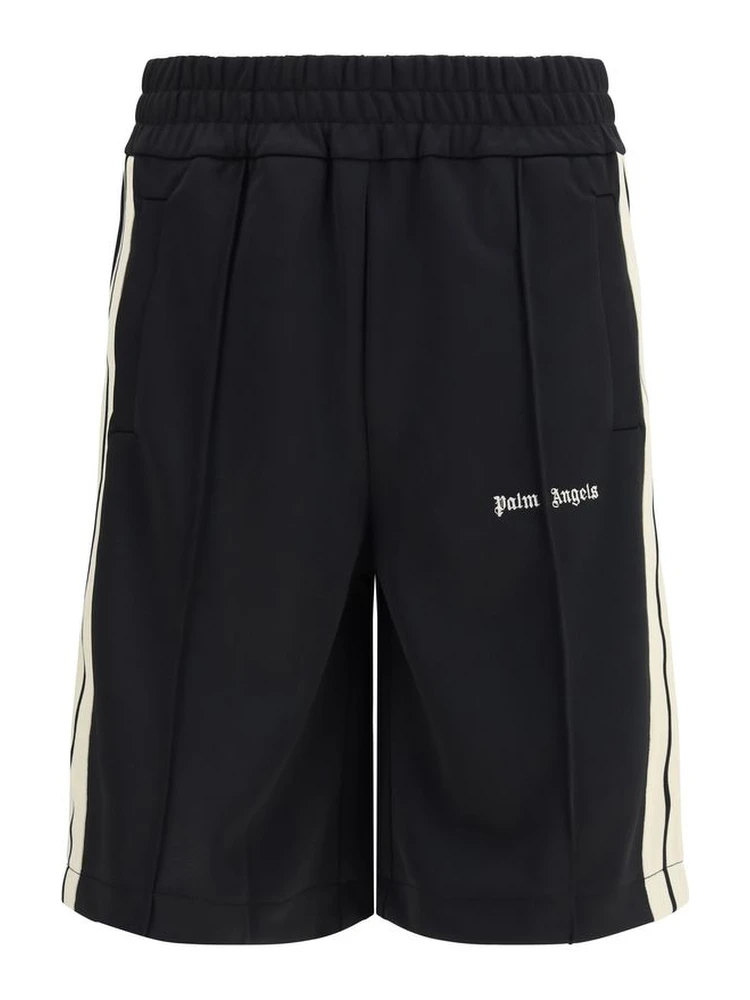 Black Polyester Bermuda Shorts