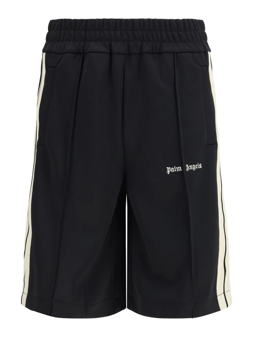 Black Polyester Bermuda Shorts
