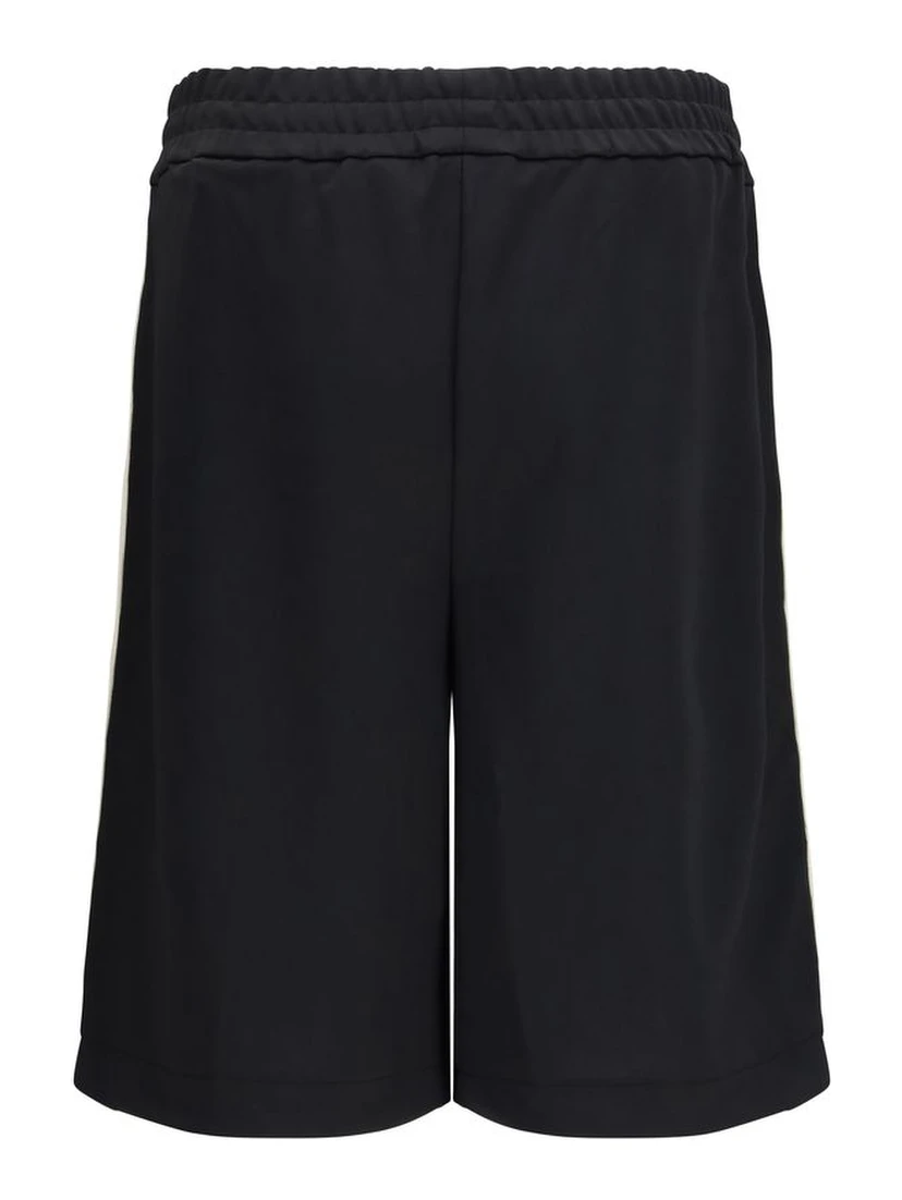 Black Polyester Bermuda Shorts