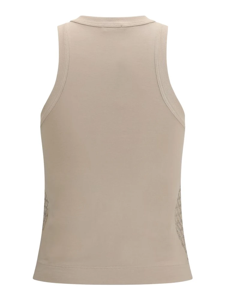 Beige Cotton Sleeveles T-Shirt alternative