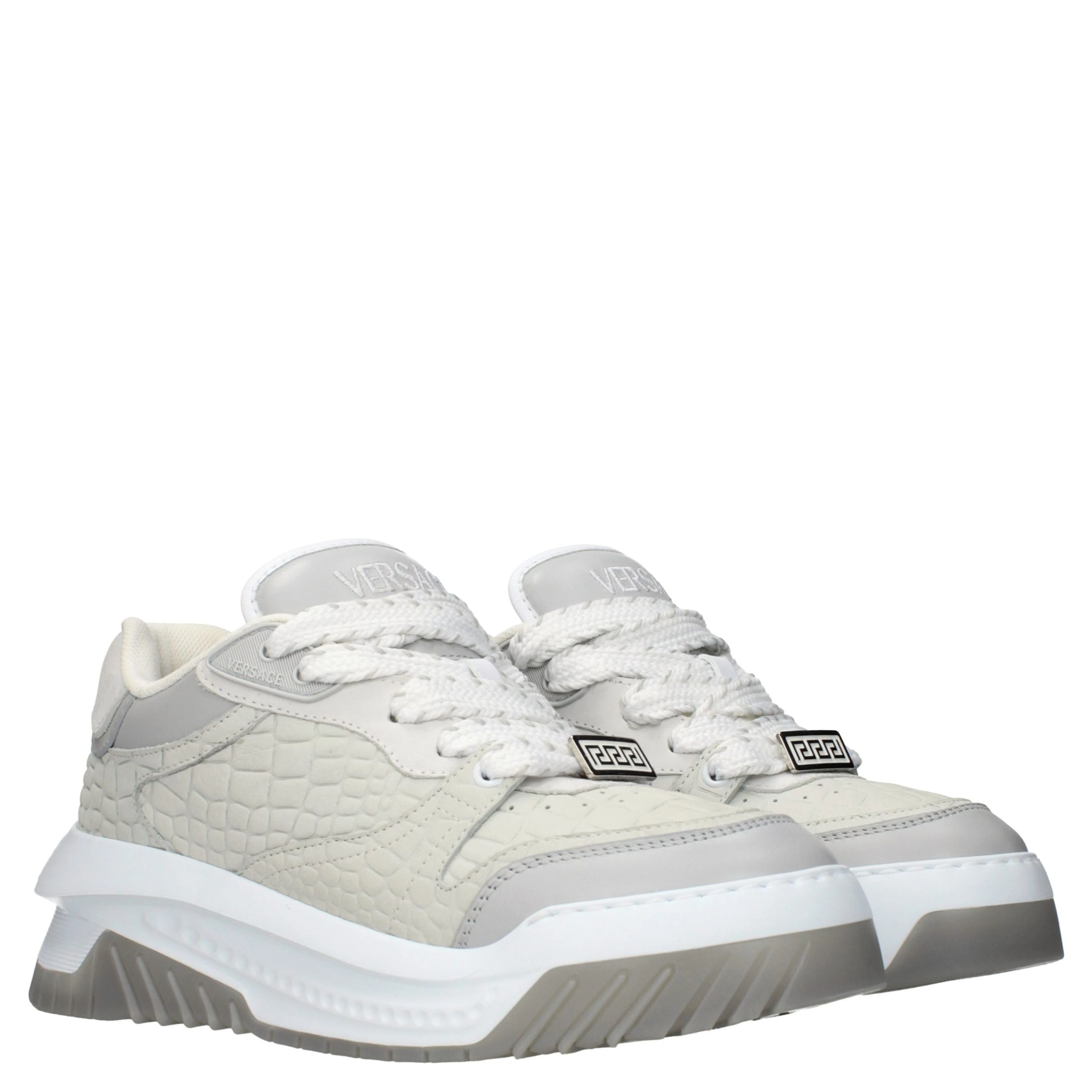 Gray Leather Low Top Sneakers