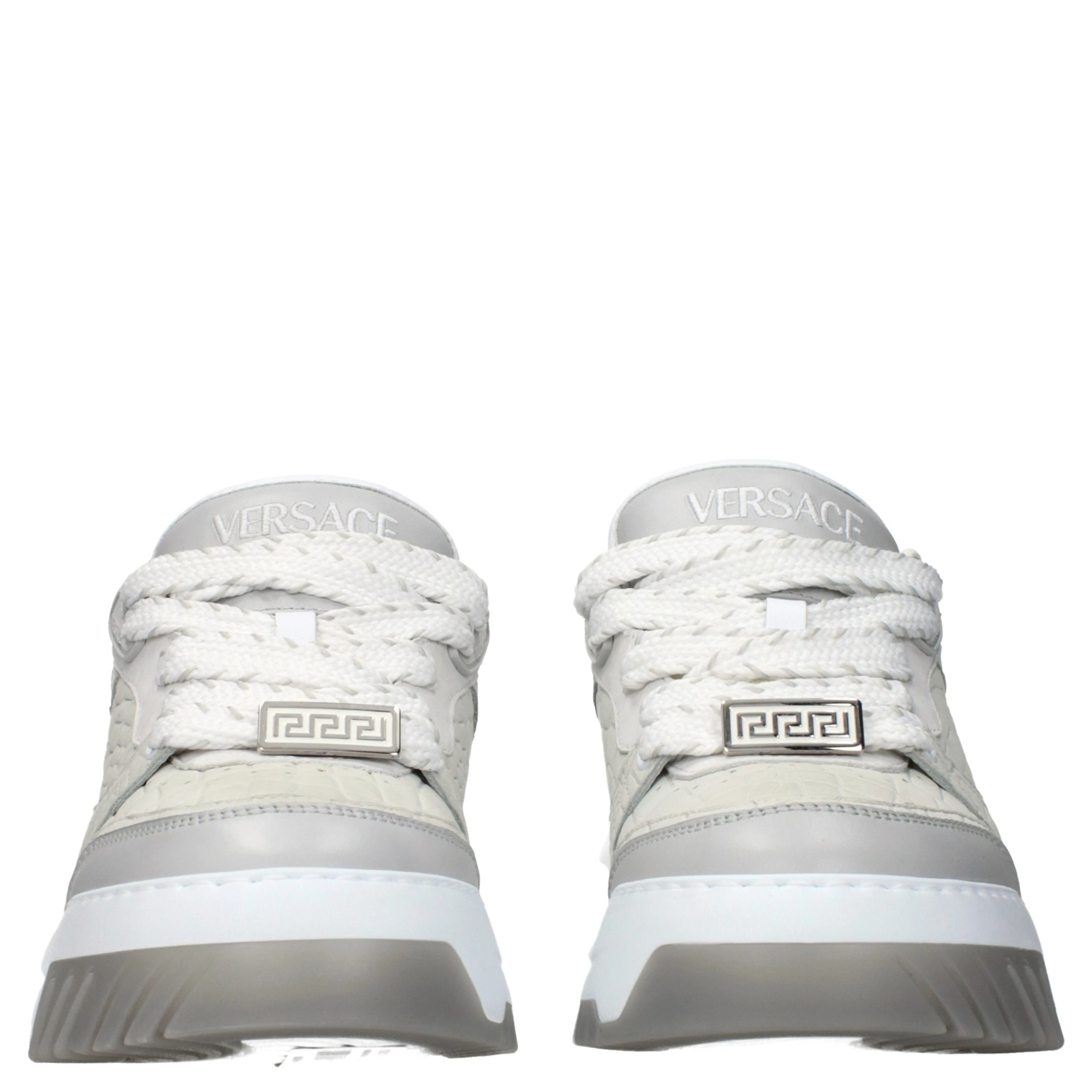Gray Leather Low Top Sneakers