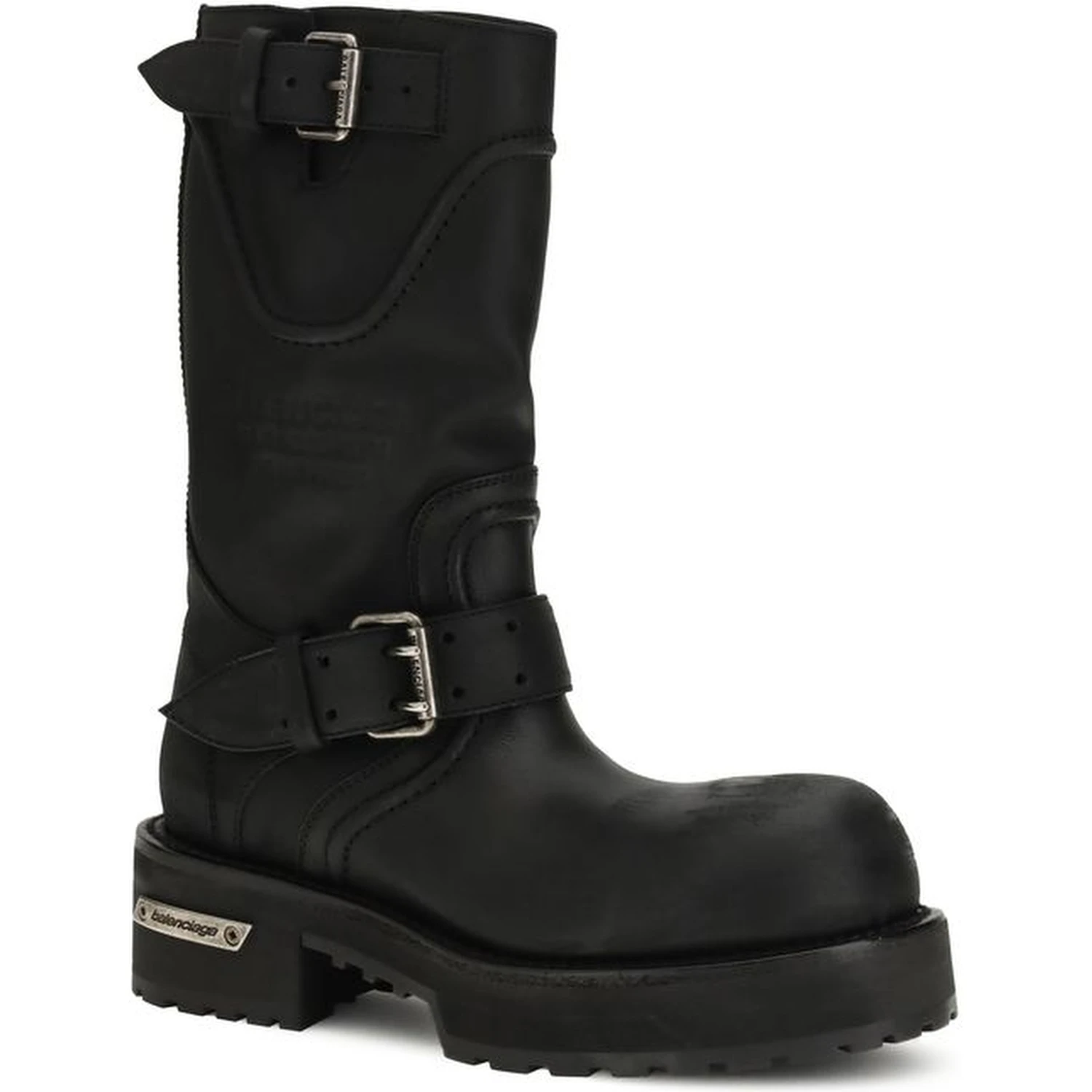 Black Calf Leather Bos Taurus Lace-Up Boots