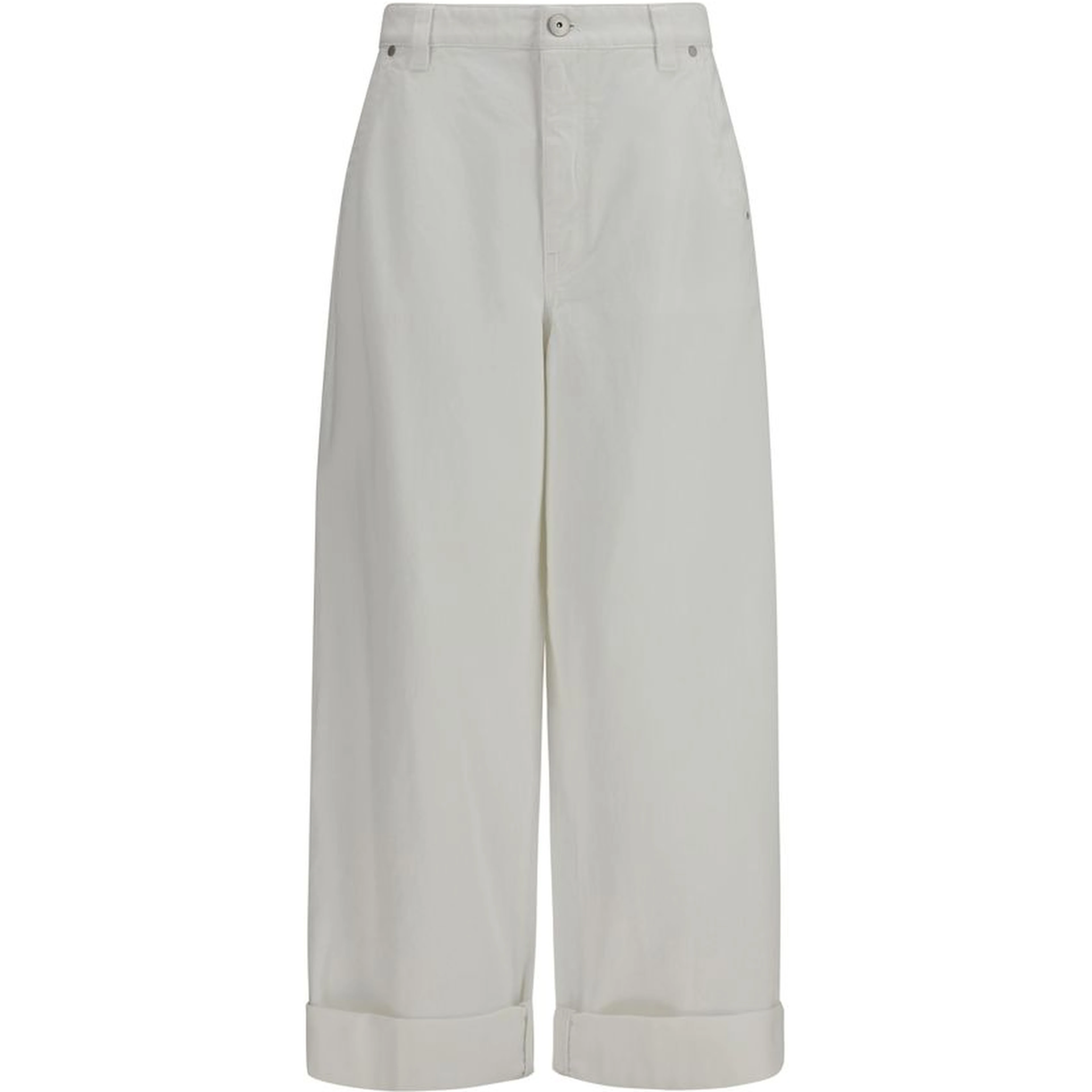 White Cotton Casual Pants