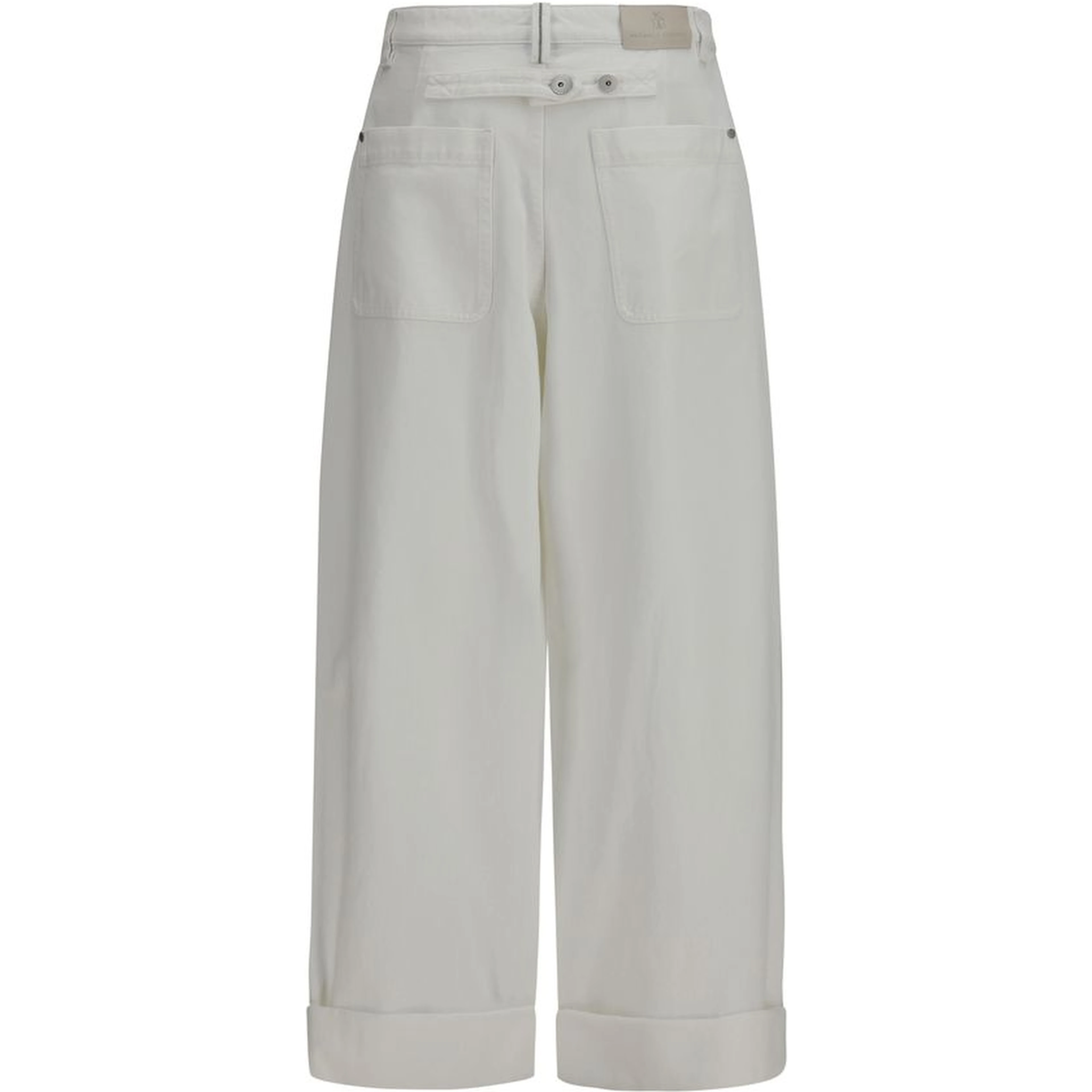 White Cotton Casual Pants