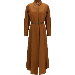 Brown Cotton Casual Dress