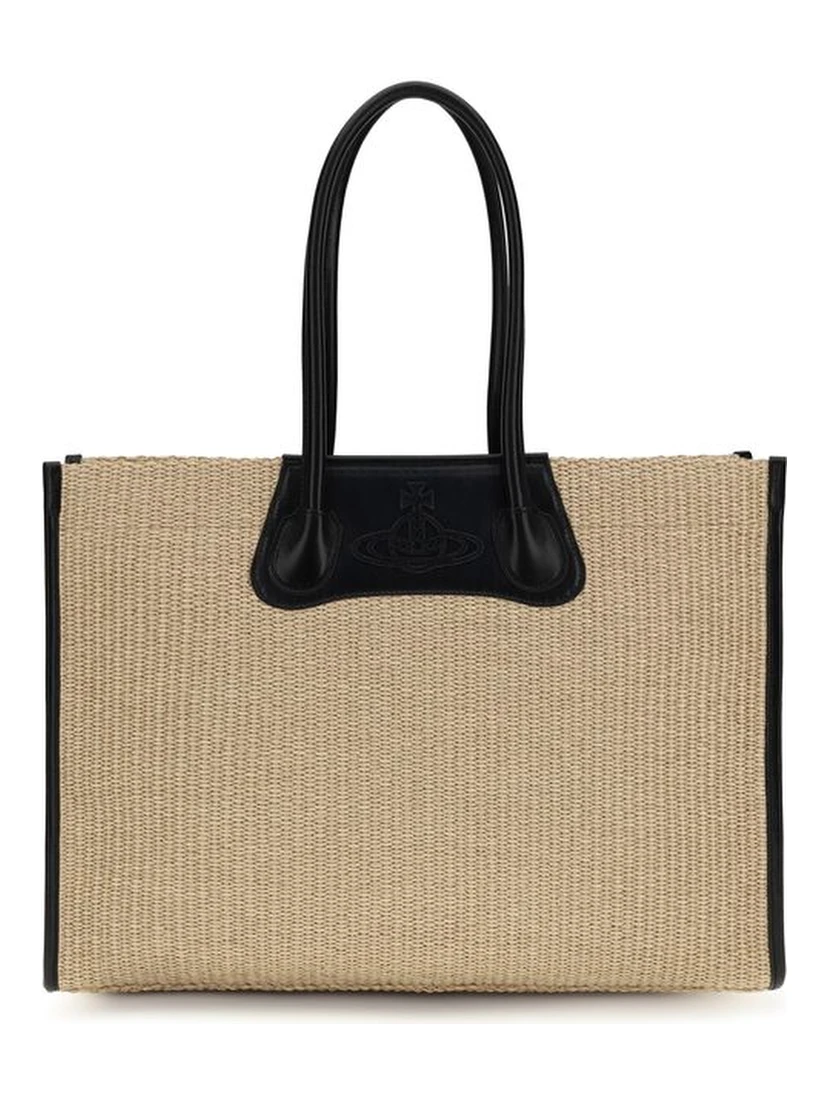 Beige Raffia Shoulder Bag