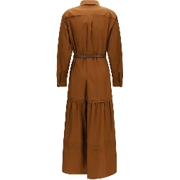 Brown Cotton Casual Dress
