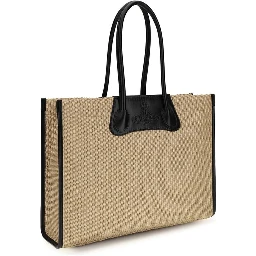 Beige Raffia Shoulder Bag