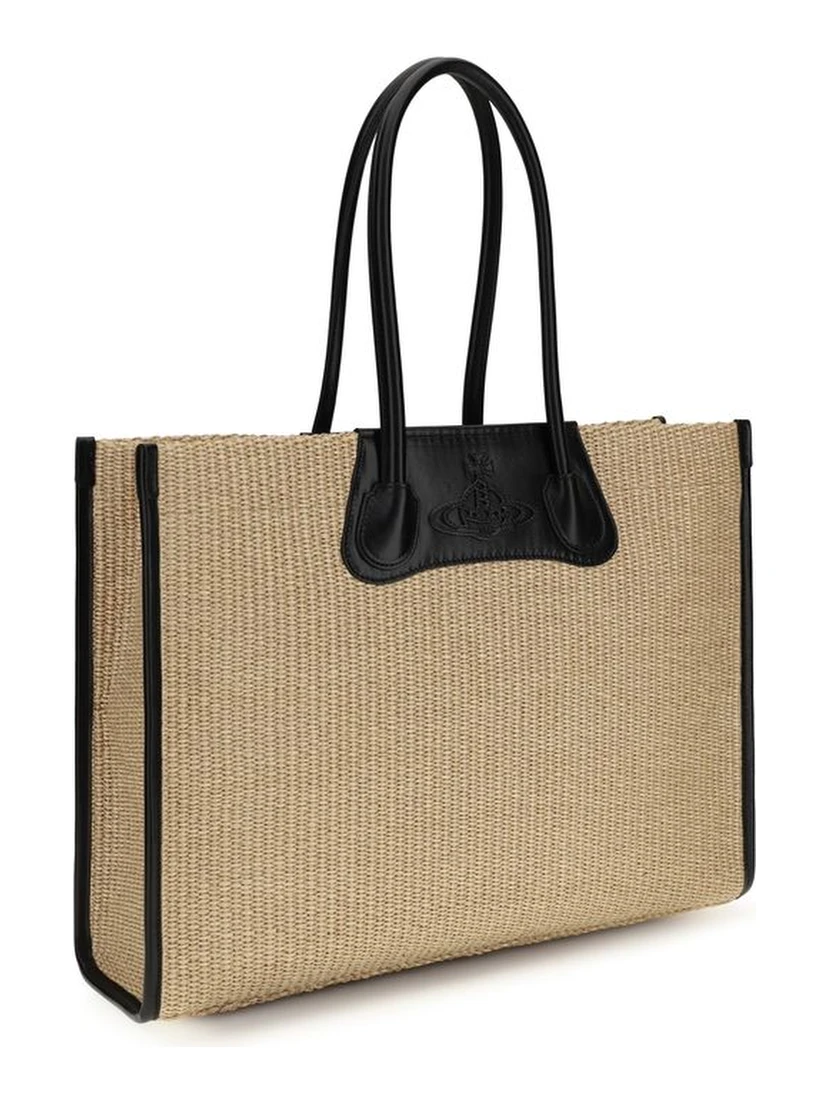 Beige Raffia Shoulder Bag