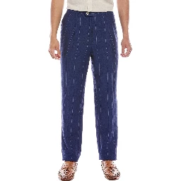 Blue Linen Casual Pants