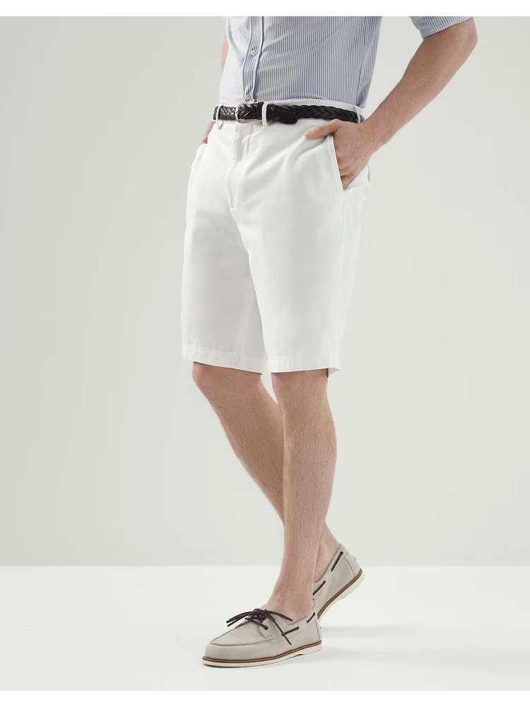 White Cotton Bermuda Shorts