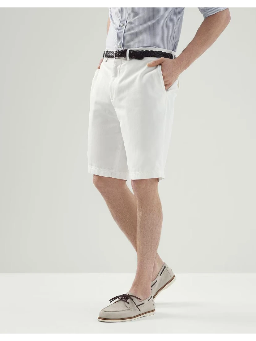 White Cotton Bermuda Shorts