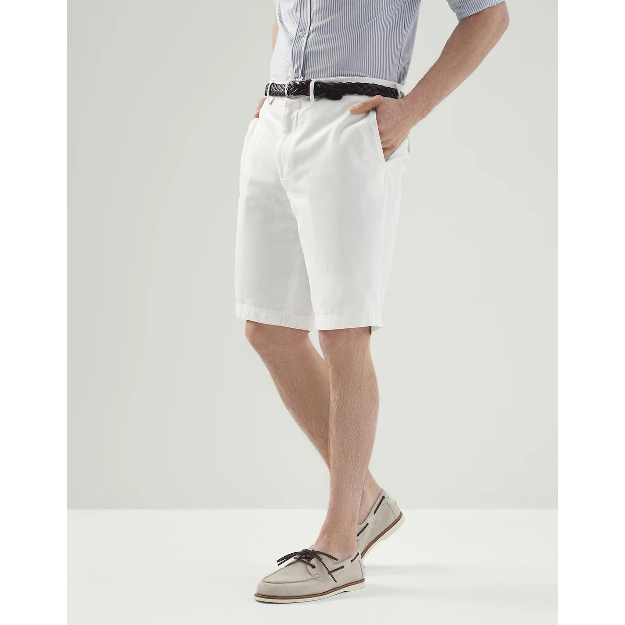 White Cotton Bermuda Shorts