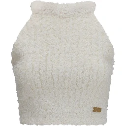 White Viscose Sleeveles T-Shirt