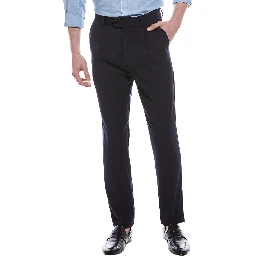 Blue Wool Casual Pants