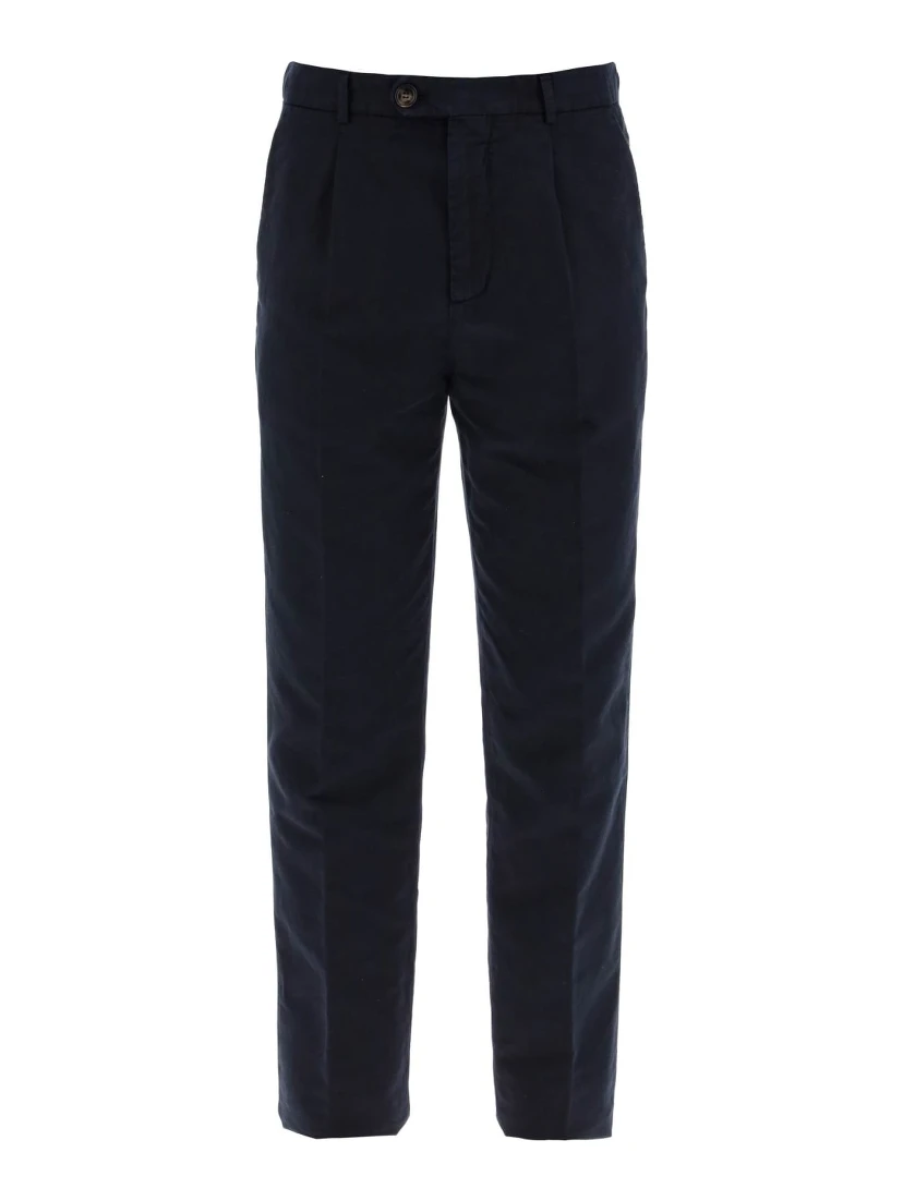 Blue Linen Casual Pants