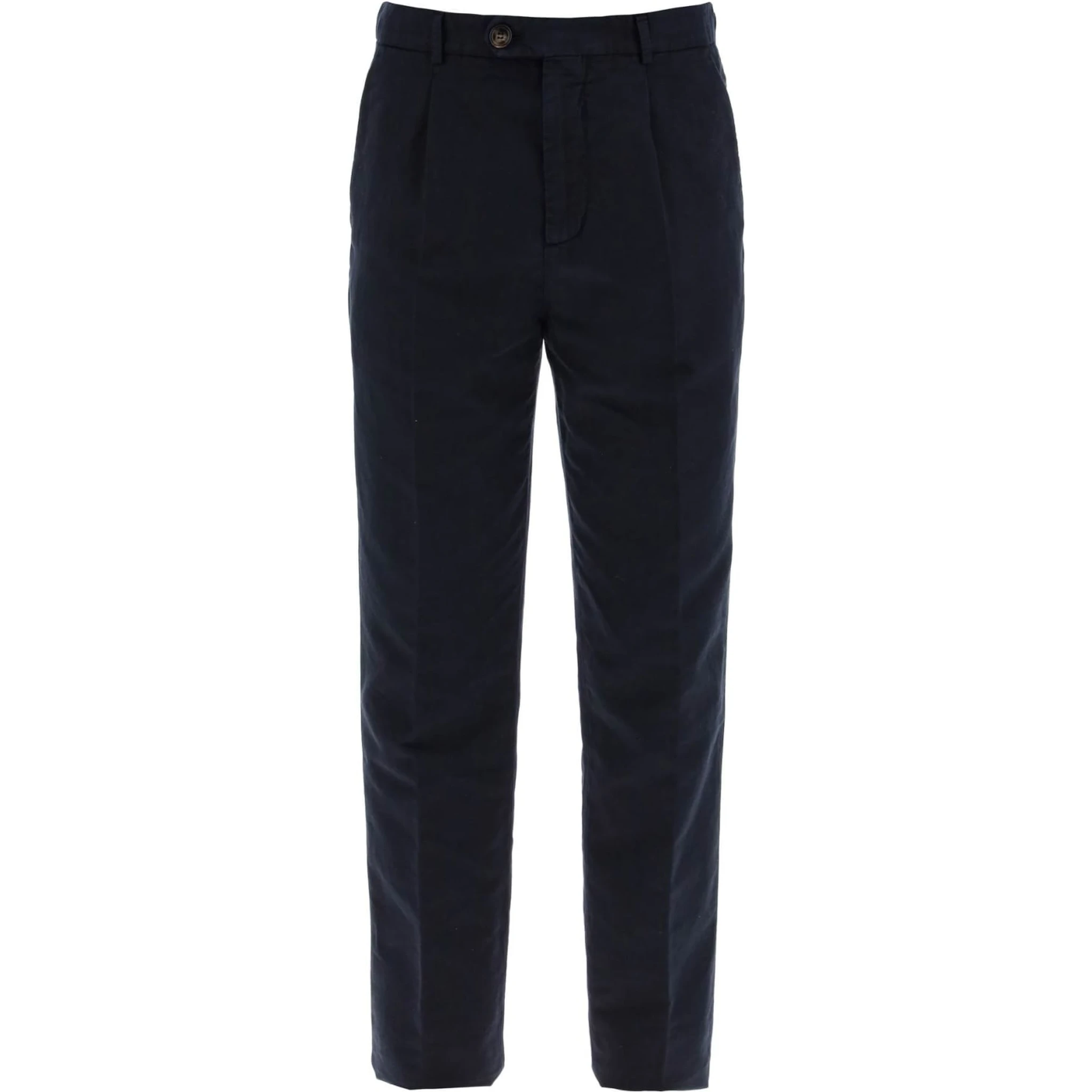 Blue Linen Casual Pants