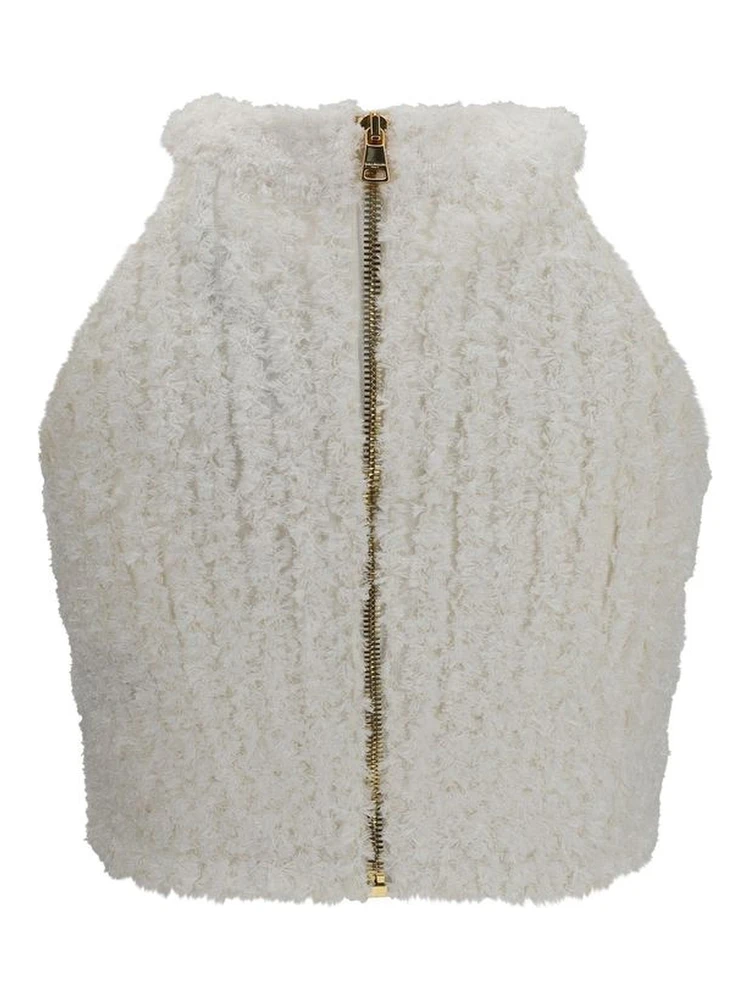 White Viscose Sleeveles T-Shirt alternative