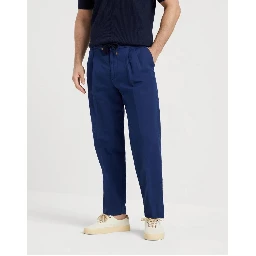 Blue Linen Casual Pants