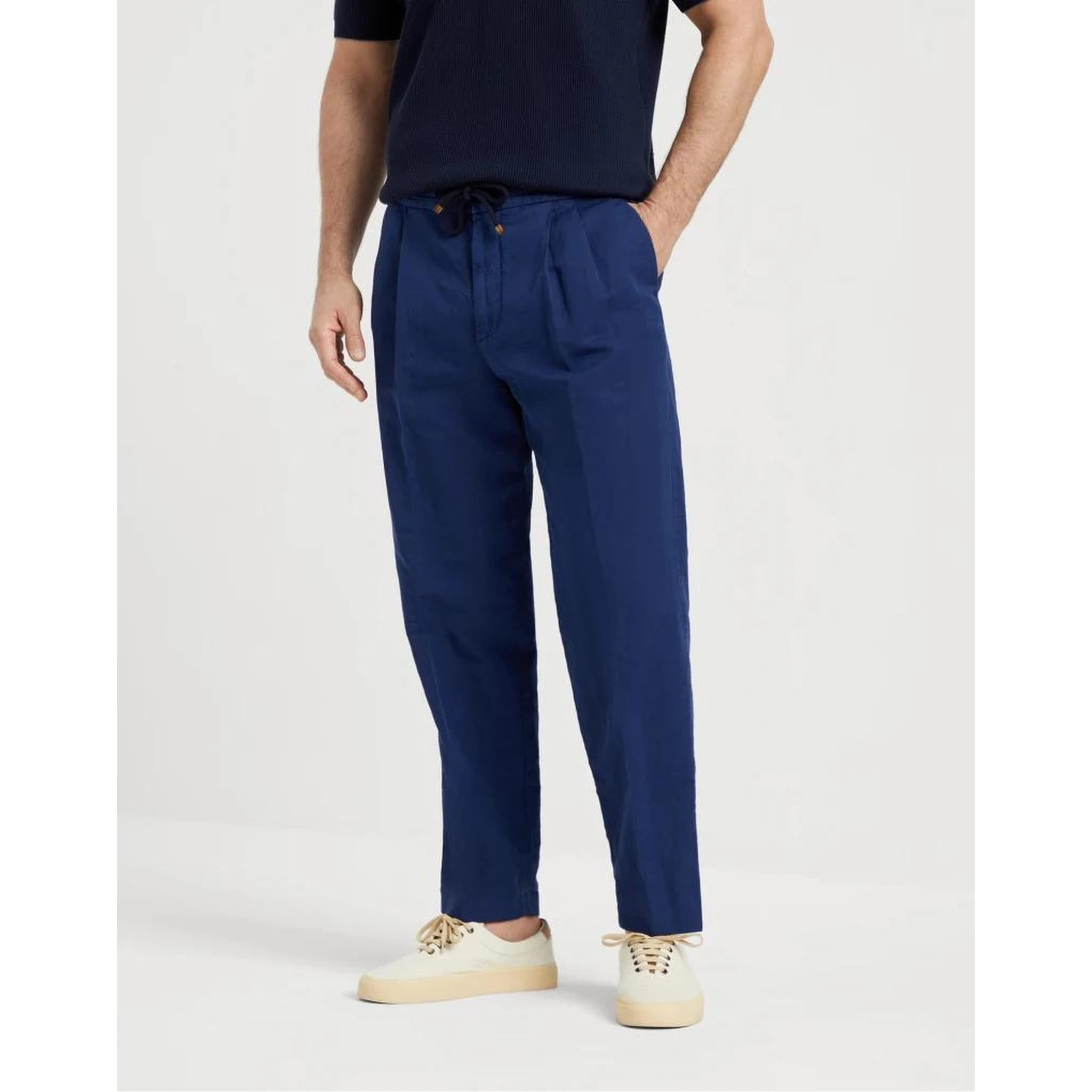 Blue Linen Casual Pants