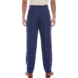 Blue Linen Casual Pants