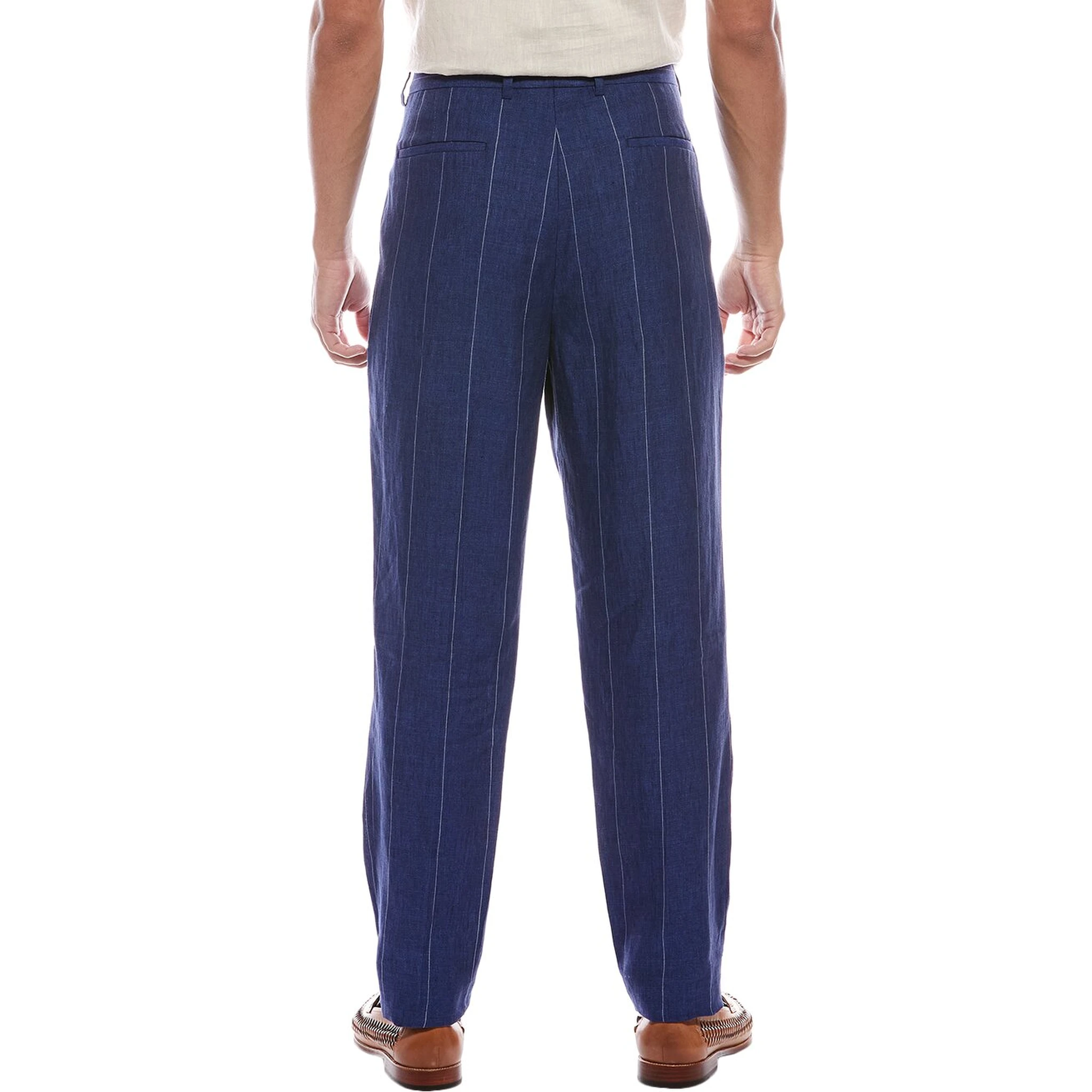Blue Linen Casual Pants